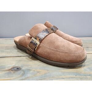VIONIC Brown Suede Magnolia Darla Women's Mules 10 Slides Slip On Loafer Clog